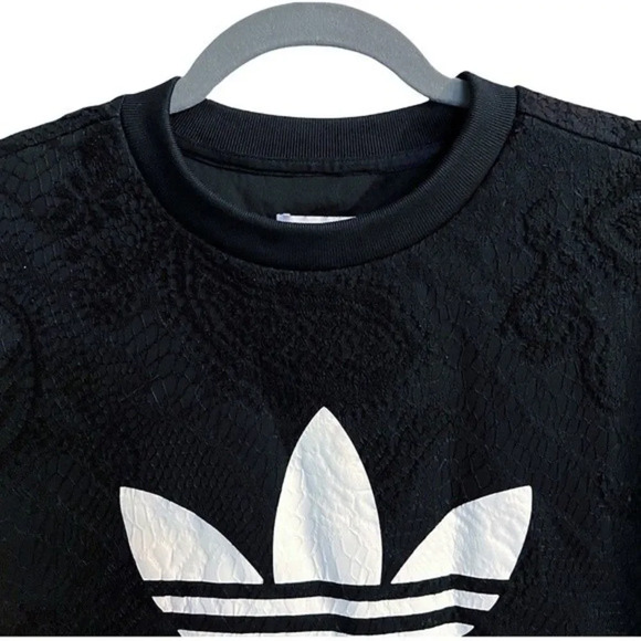 Adidas Women’s Paisley Lace Overlay Trefoil Logo Graphic Sweatshirt Size XS EUC - Picture 3 of 9